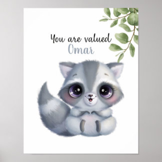 Whispering Racoon Affirmations Customisable Poster