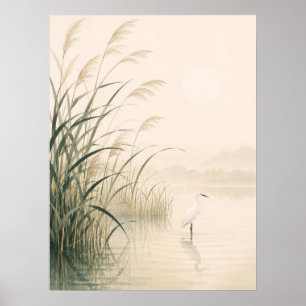 Whispering Reed Marsh Japanese Minimalist Nature P Poster