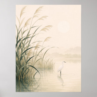 Whispering Reed Marsh Japanese Minimalist Nature P Poster