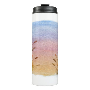 Whispering Reeds at Sunset - A Serene Watercolor M Thermal Tumbler