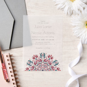 Whispering Spring Floral Mandala Wedding Vellum Invitations