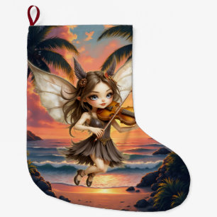 Whispering Strings of the Sunset Fairy. Large Christmas Stocking