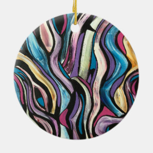 Whispering Tree-Hand Painted Abstract Art Ceramic Ornament