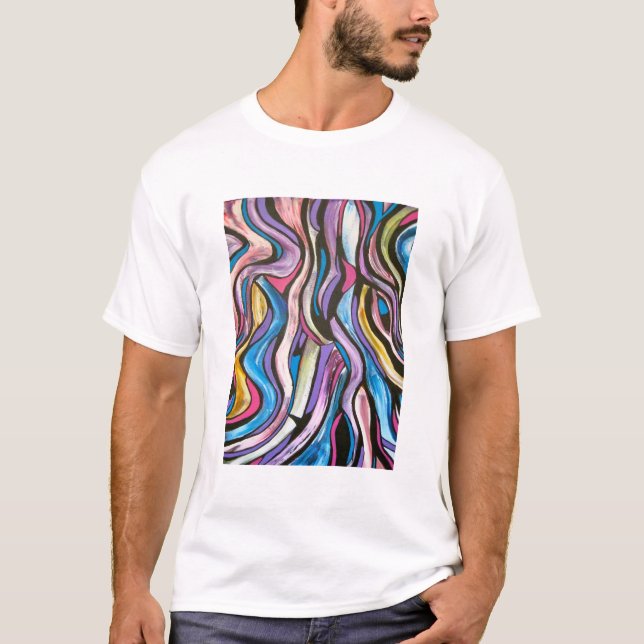 Whispering Tree-Hand Painted Abstract Art T-Shirt (Front)