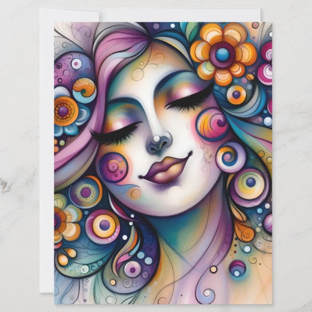 Whispering Whimsical Woman Scrapbook Paper (Front)