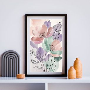 Whispering Wildflowers   Soft Botanical Floral Poster