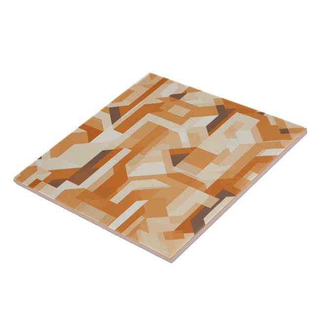Whispering Winds Delicate Apricot Waves Ceramic Tile (Side)