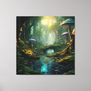 Whispering Woods: A Mushroom Fairytale Forest Canvas Print