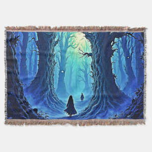 Whispering Woods Dark Fantasy Throw Blanket
