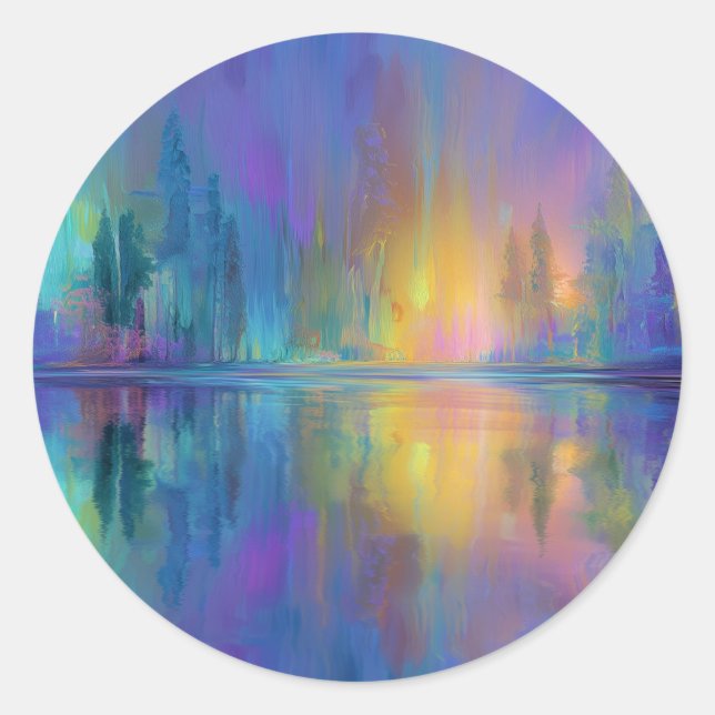 Whispering Woods in Pastel Colours Classic Round Sticker (Front)