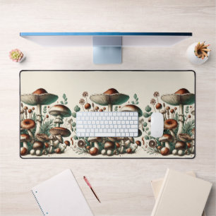Whispering Woods: Seamless Mushroom Pattern Collec Desk Mat