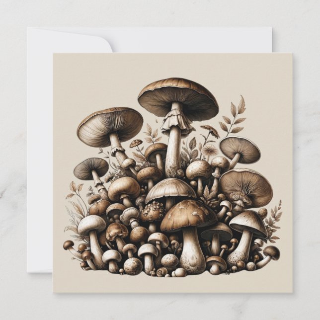 Whispering Woods: Seamless Mushroom Pattern Collec Invitation (Front)
