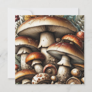 Whispering Woods: Seamless Mushroom Pattern Collec Invitation
