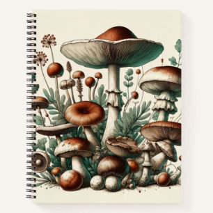 Whispering Woods: Seamless Mushroom Pattern Collec Notebook
