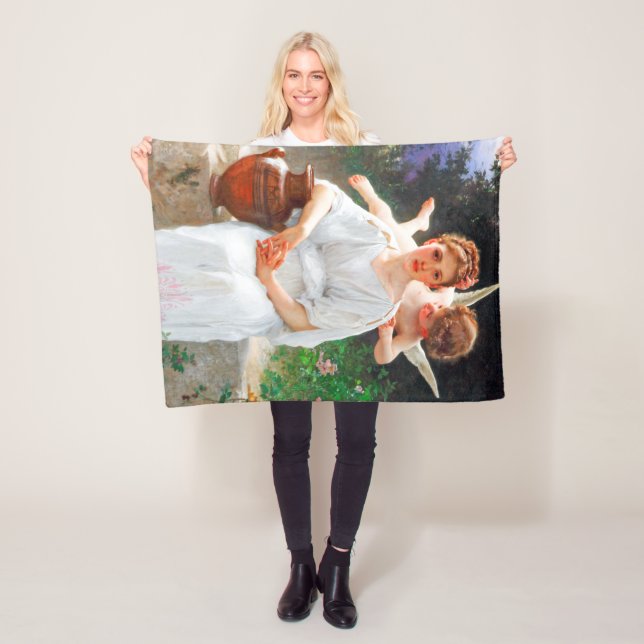 Whisperings of Love, Bouguereau Fleece Blanket (In Situ)
