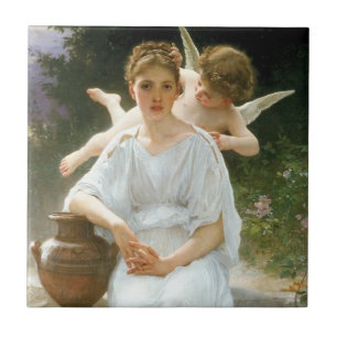 Whisperings of Love, First Reverie by Bouguereau Ceramic Tile