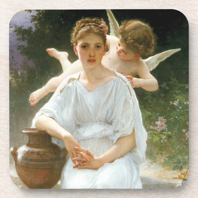 Whisperings of Love, First Reverie by Bouguereau Coaster (Front)