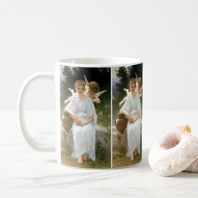 Whisperings of Love, First Reverie by Bouguereau Coffee Mug (With Donut)