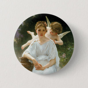 Whisperings of Love, William Adolphe Bouguereau 6 Cm Round Badge