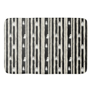 Whispers Between the Stripes: A Ghostly Refrain Bath Mat