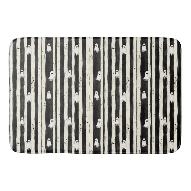 Whispers Between the Stripes: A Ghostly Refrain Bath Mat (Front)