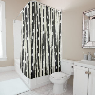 Whispers Between the Stripes: A Ghostly Refrain Shower Curtain