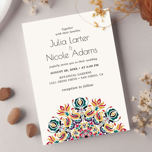 Whispers Lake Swan Lotus Flowers Mandala Wedding Invitation (Creator Uploaded)