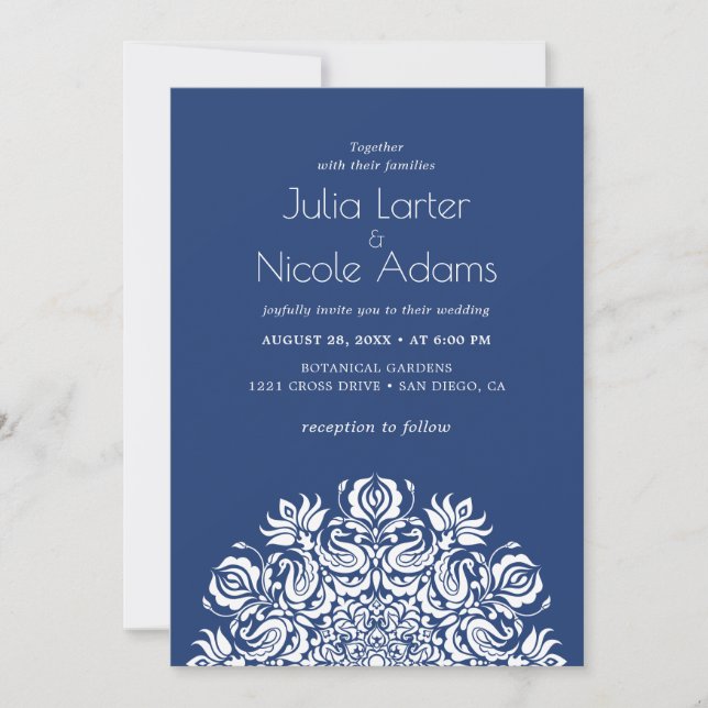 Whispers Lake Swan Lotus Flowers Mandala Wedding Invitation (Front)