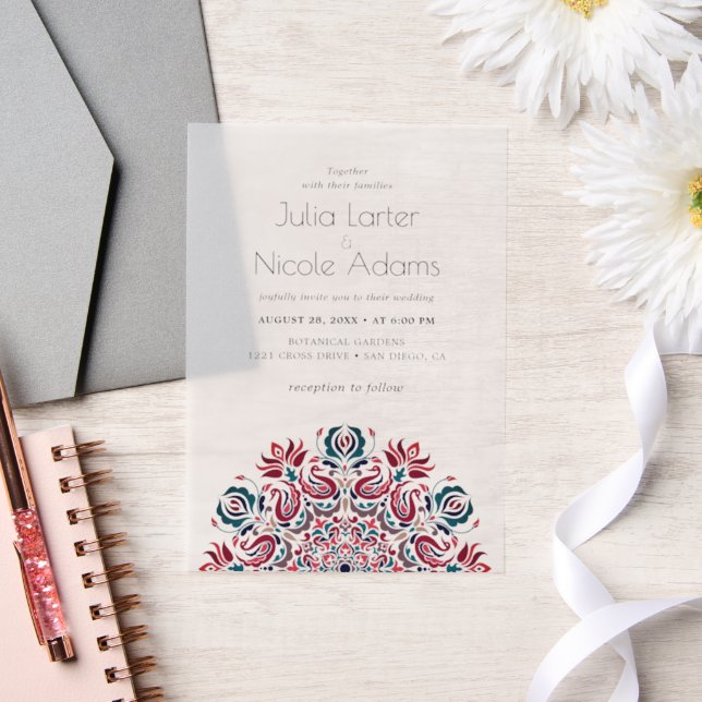 Whispers Lake Swan Lotus Flowers Mandala Wedding Vellum Invitations (Wedding)