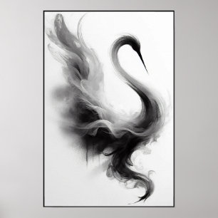 Whispers of a Smoky Crane Abstract Poster