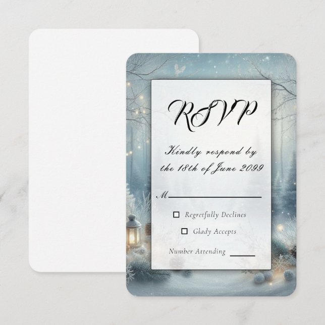 Whispers of a Winter Solstice Wedding RSVP Card (Front/Back)