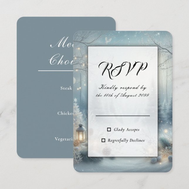 Whispers of a Winter Solstice Wedding RSVP Card (Front/Back)