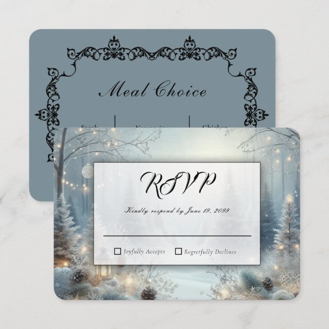 Whispers of a Winter Solstice Wedding RSVP Card (Front/Back)