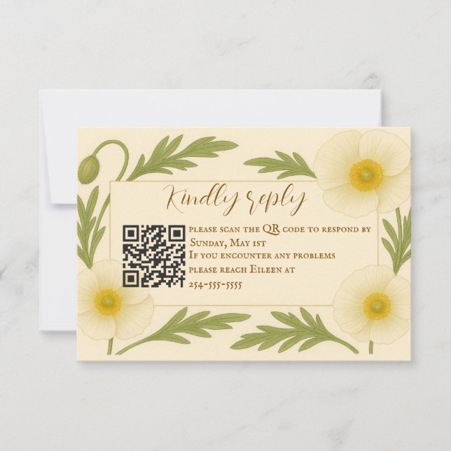 Whispers of Bloom QR Code RSVP Card (Front)