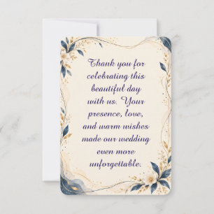 Whispers of Blue & Gold Thank You Card