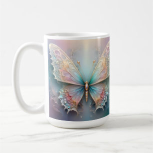 Whispers of Color: Pastel Fractal Butterfly Dream Coffee Mug