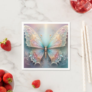Whispers of Color: Pastel Fractal Butterfly Dream Napkin