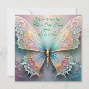 Whispers of Color: Pastel Fractal Butterfly Dream Save The Date