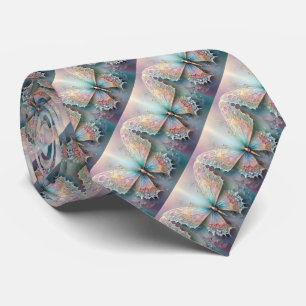 Whispers of Color: Pastel Fractal Butterfly Dream Tie