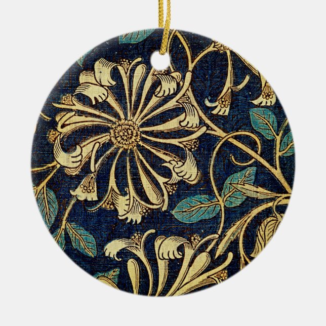 Whispers of Elegance: Honeysuckle Ceramic Ornament (Front)