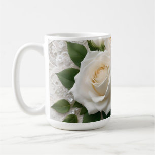 Whispers of Elegance: Rose Lace, and Timeless Vows Coffee Mug