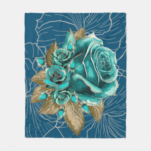 Whispers of Elegance: Teal and Gold Fleece Blanket
