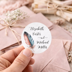 Whispers of Grace Feathered Elegance Minimalism Classic Round Sticker