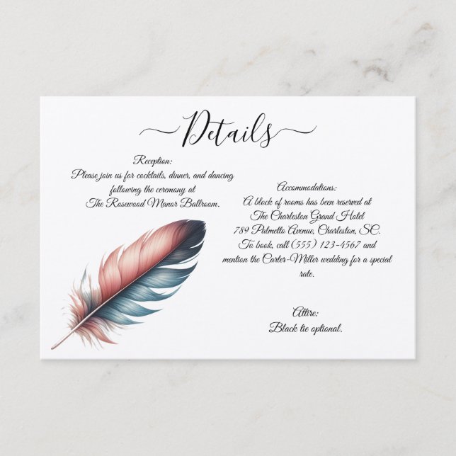 Whispers of Grace Feathered Elegance Minimalism Enclosure Card (Front)