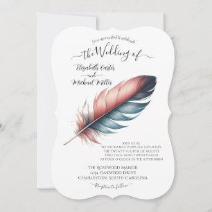 Whispers of Grace Feathered Elegance Minimalism Invitation