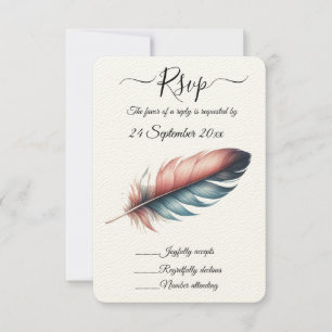 Whispers of Grace Feathered Elegance Minimalism RSVP Card