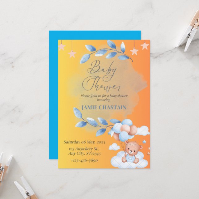 Whispers of Joy: A Baby Shower Invitation Card (Front/Back In Situ)