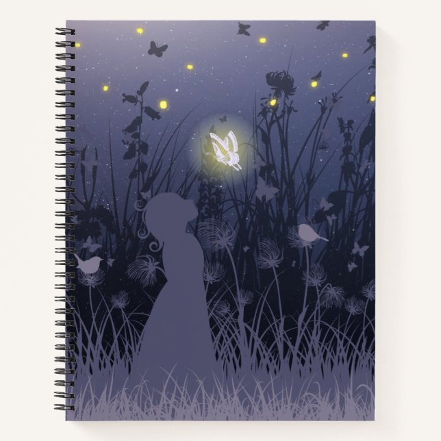 Whispers of Light – Enchanted Night Garden Notebook (Front)
