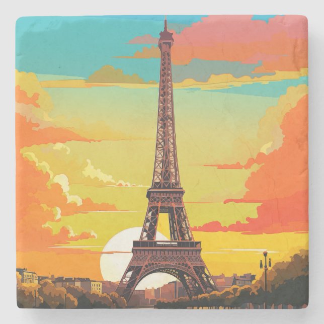 Whispers of Love Beneath the Eiffel #9 Stone Coaster (Front)