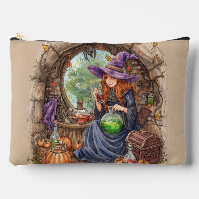 Whispers of Magic, Beautiful Witch and Her Potion  Accessory Pouch (Front)